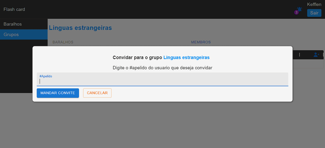 Imagem da seção Modal de convite