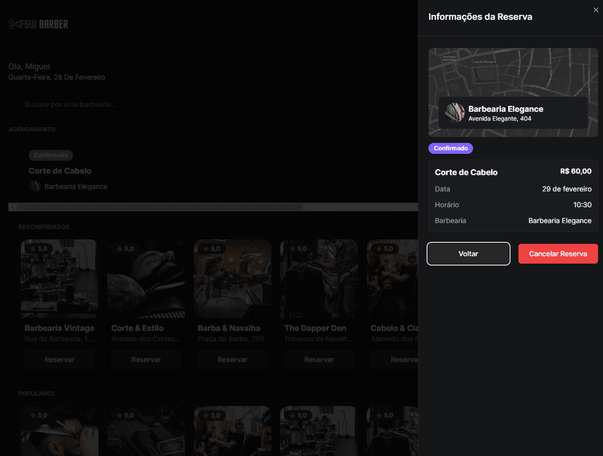 Imagem da seção Informação da reserva